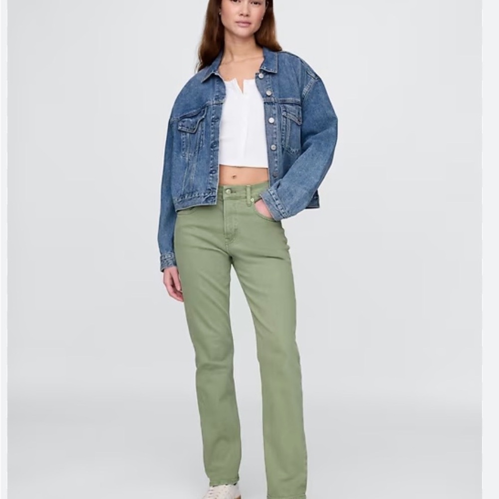 Gap 90’s Straight High Rise Jeans in Olive Green Size 25/0 regular